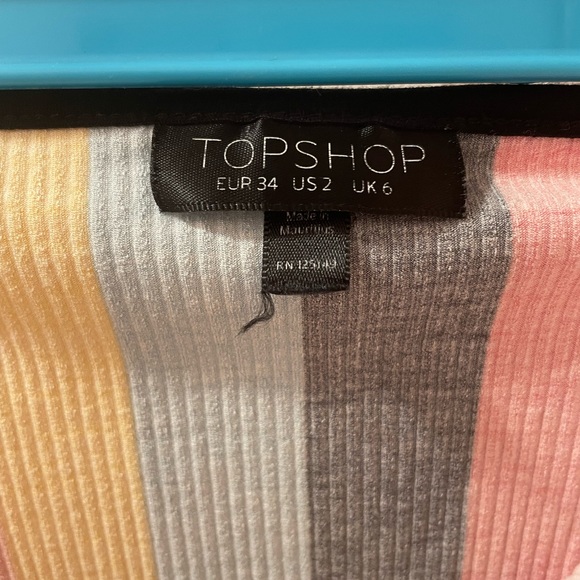Topshop Rainbow Striped Henley bodysuit top - Picture 4 of 6